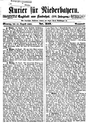 Kurier für Niederbayern Montag 31. August 1863