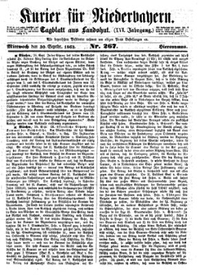 Kurier für Niederbayern Mittwoch 30. September 1863
