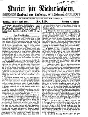 Kurier für Niederbayern Samstag 30. April 1864