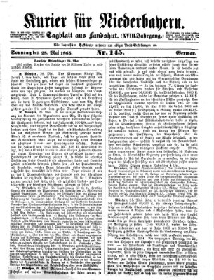 Kurier für Niederbayern Sonntag 28. Mai 1865