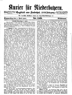 Kurier für Niederbayern Donnerstag 1. Juni 1865