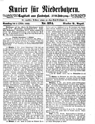 Kurier für Niederbayern Samstag 7. Oktober 1865