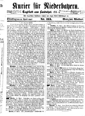 Kurier für Niederbayern Dienstag 23. April 1867