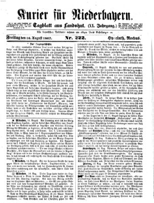 Kurier für Niederbayern Freitag 16. August 1867