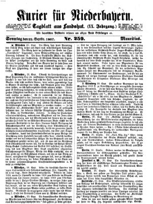 Kurier für Niederbayern Sonntag 22. September 1867