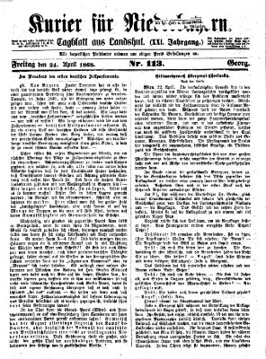 Kurier für Niederbayern Freitag 24. April 1868