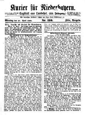 Kurier für Niederbayern Montag 27. April 1868
