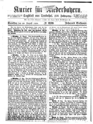 Kurier für Niederbayern Samstag 29. August 1868