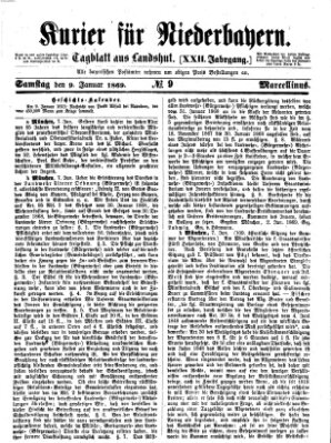 Kurier für Niederbayern Samstag 9. Januar 1869