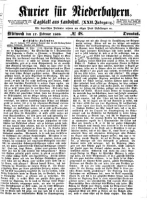 Kurier für Niederbayern Mittwoch 17. Februar 1869