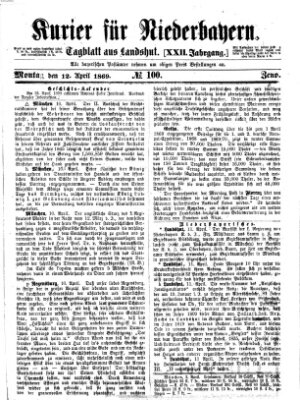 Kurier für Niederbayern Montag 12. April 1869