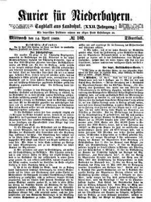 Kurier für Niederbayern Mittwoch 14. April 1869