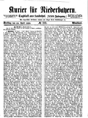 Kurier für Niederbayern Freitag 23. April 1869