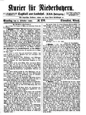 Kurier für Niederbayern Samstag 9. Oktober 1869