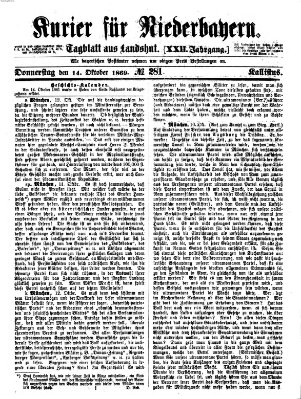 Kurier für Niederbayern Donnerstag 14. Oktober 1869