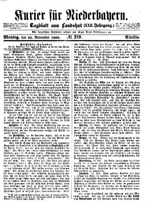 Kurier für Niederbayern Montag 22. November 1869