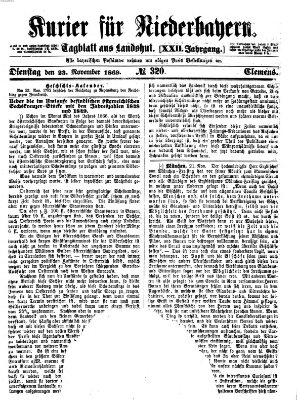 Kurier für Niederbayern Dienstag 23. November 1869
