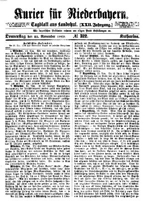 Kurier für Niederbayern Donnerstag 25. November 1869