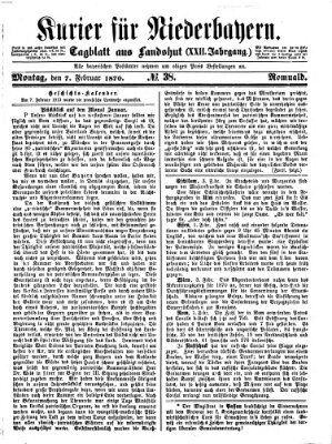 Kurier für Niederbayern Montag 7. Februar 1870