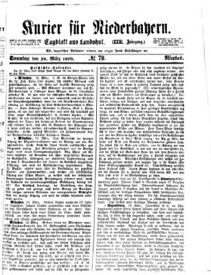 Kurier für Niederbayern Sonntag 20. März 1870