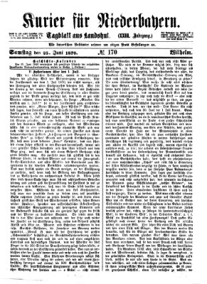 Kurier für Niederbayern Samstag 25. Juni 1870