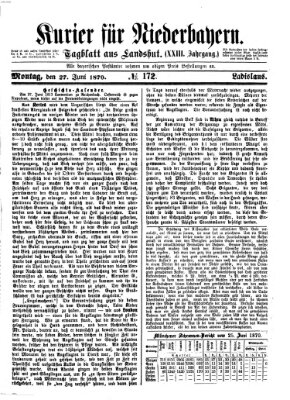 Kurier für Niederbayern Montag 27. Juni 1870