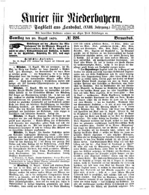 Kurier für Niederbayern Samstag 20. August 1870