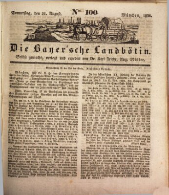 Bayerische Landbötin Donnerstag 21. August 1834