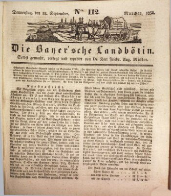 Bayerische Landbötin Donnerstag 18. September 1834