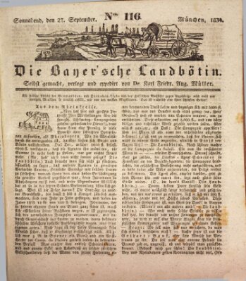 Bayerische Landbötin Samstag 27. September 1834