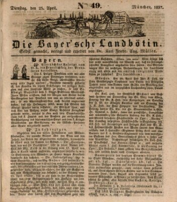 Bayerische Landbötin Dienstag 25. April 1837