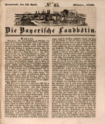 Bayerische Landbötin Samstag 13. April 1839