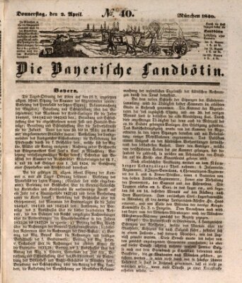 Bayerische Landbötin Donnerstag 2. April 1840