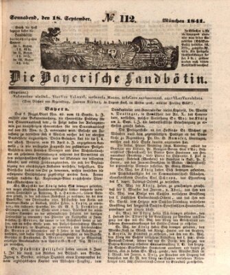 Bayerische Landbötin Samstag 18. September 1841