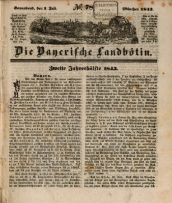 Bayerische Landbötin Samstag 1. Juli 1843