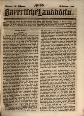 Bayerische Landbötin Sonntag 10. Februar 1850