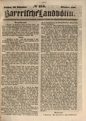Bayerische Landbötin Dienstag 10. September 1850