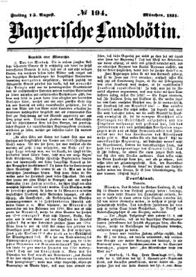 Bayerische Landbötin Freitag 15. August 1851