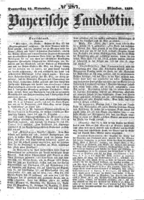 Bayerische Landbötin Donnerstag 25. November 1852