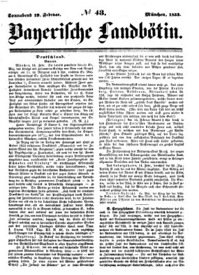 Bayerische Landbötin Samstag 19. Februar 1853