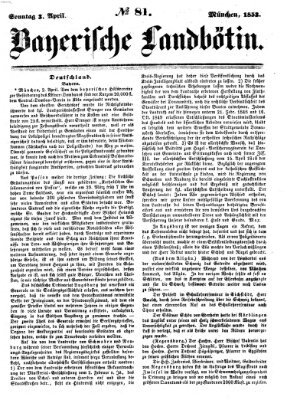 Bayerische Landbötin Sonntag 3. April 1853