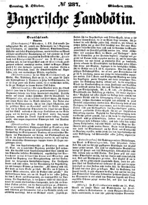 Bayerische Landbötin Sonntag 2. Oktober 1853