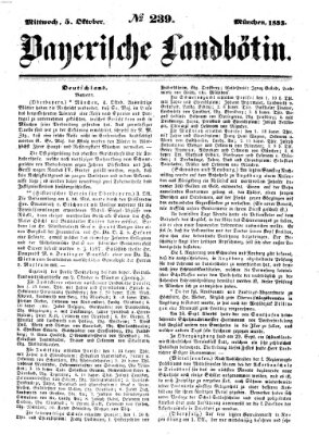 Bayerische Landbötin Mittwoch 5. Oktober 1853