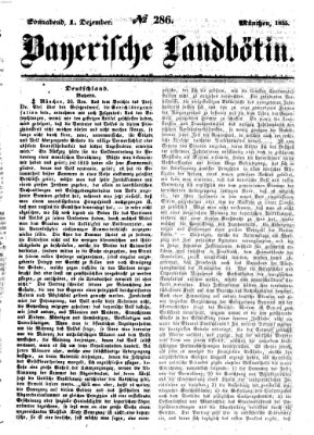 Bayerische Landbötin Samstag 1. Dezember 1855