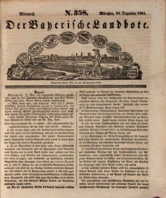 Der Bayerische Landbote Mittwoch 24. Dezember 1834
