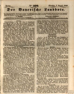 Der Bayerische Landbote Freitag 7. August 1840