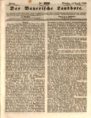 Der Bayerische Landbote Freitag 14. August 1840