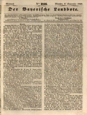 Der Bayerische Landbote Mittwoch 2. September 1840
