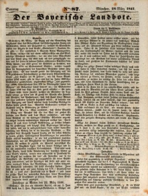 Der Bayerische Landbote Sonntag 28. März 1841