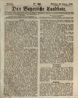 Der Bayerische Landbote Sonntag 20. Februar 1842
